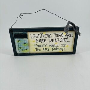 Primitive Wooden Lightning Bug Firefly Magic Wall Hanging Sign Mason Jar Decor